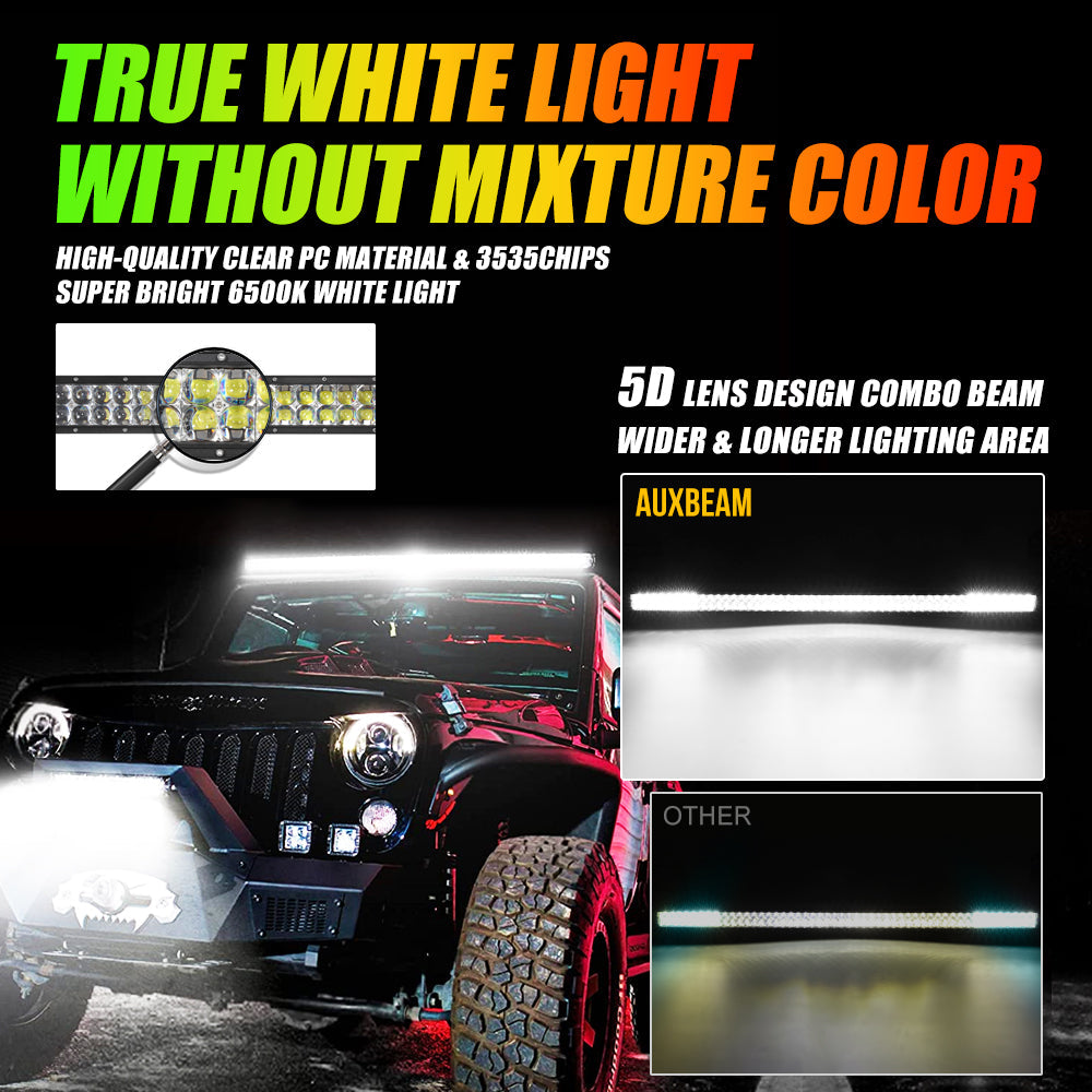 52 Inch V-pro Series Straight Rgbw Color Changing Off Road Led Light B 