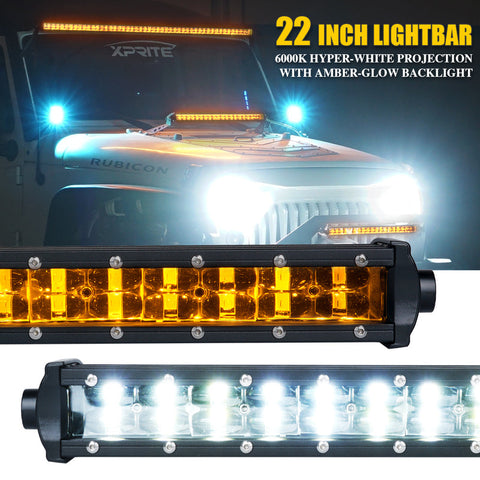 Double Row White LED Light Bar with Amber Backlight | Sunrise Series  WL-C8AMBER-120SS     22" LED Light Bar