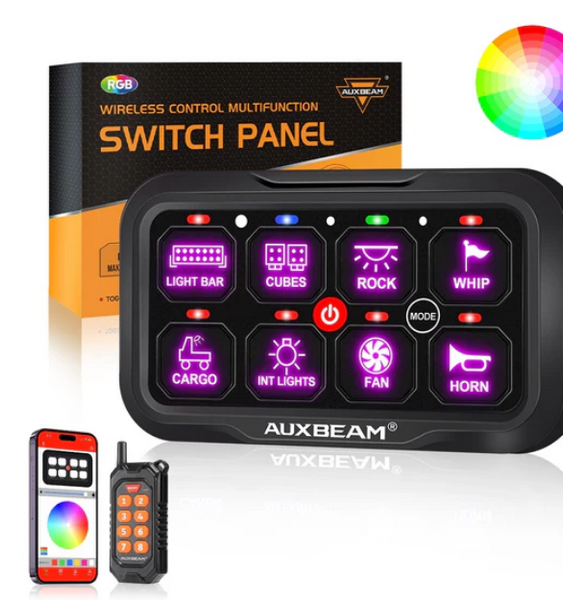 AC SERIES 8/12 GANG RGB SWITCH PANEL WITH APP&REMOTE CONTROL, TOGGLE/ MOMENTARY/ PULSED MODE SUPPORTED(ONE-SIDED OUTLET)