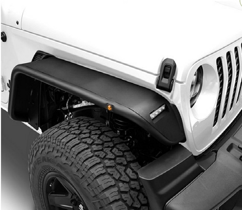 Barricade Tubular Fender Flares with LED DRL and Marker Lights; Front (20-24 Jeep Gladiator JT)