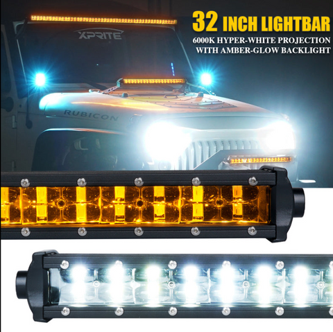 Double Row White LED Light Bar with Amber Backlight | Sunrise Series