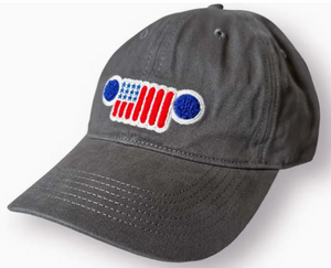 Hat - Jeep Chino Twill Ponytail with Chenille Stars and Stripes Grille Patch Charcoal