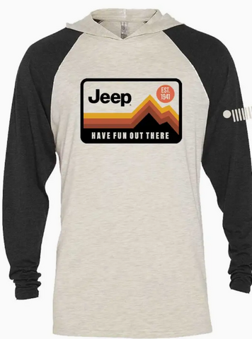 Mens Jeep® Have Fun Out There Long Sleeve Hooded T-Shirt - Black / Natural