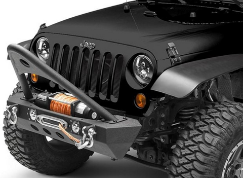 RedRock Stubby Winch Front Bumper with LED Lights and Stinger Bar (07-18 Jeep Wrangler JK)