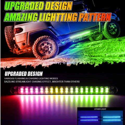 Magic Dream Color RGB Underglow Lights LED Strip Lights Kit with Bluetooth APP & Wireless Remote Control with Brake Light Function - 6Pcs/Set