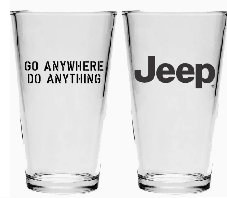 Pint Glass - Jeep Text - Go Anywhere. Do Anything. (Black)