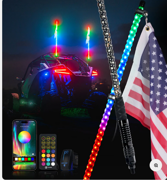 RGB LED Whip Lights with Spring Mount 3 FT