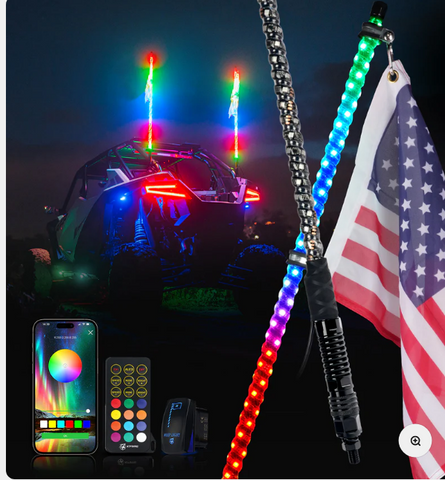 RGB LED Whip Lights with Spring Mount 5FT