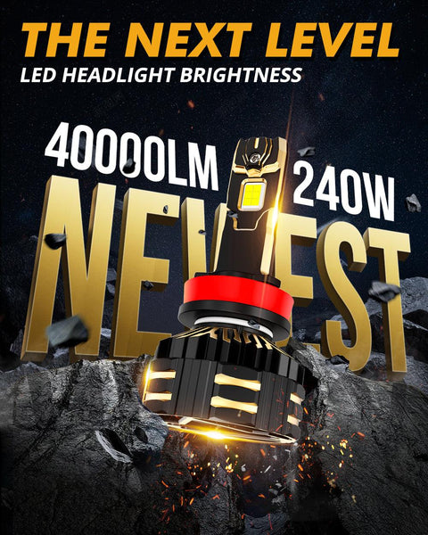 (2pcs) 9005/HB3/H10  GX-ULTRA SERIES 40000LM 240W LED HEADLIGHT BULBS 6500K COOL WHITE