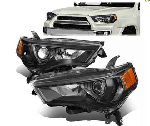 Factory Style Projector Headlights with Amber Corners; Black Housing; Clear Lens (14-20 4Runner) Item TR34170