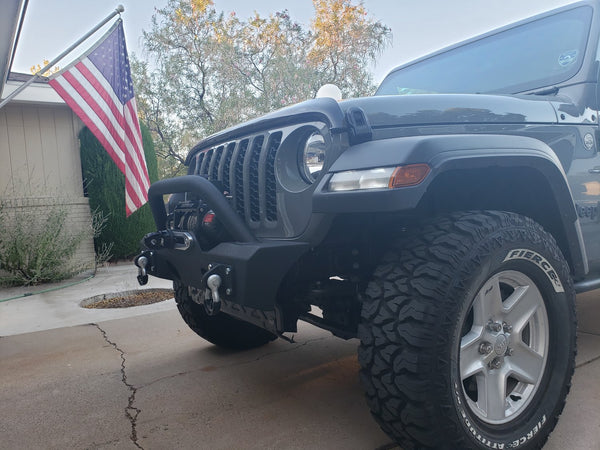 TACTIK Stubby Front Bumper with Hoop for 18-24 Jeep Wrangler JL & Gladiator JT