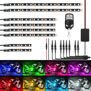 Motorcycle RGB Led Light Kit Wireless Remote (8 Pcs)