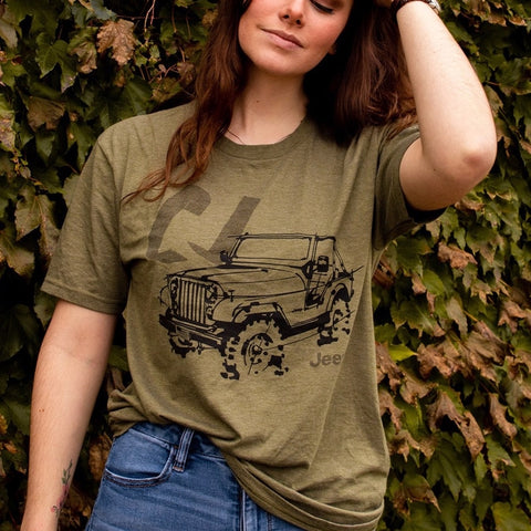 Mens Jeep® Cj - Ldd Series - Triblend Military Green T-Shirt