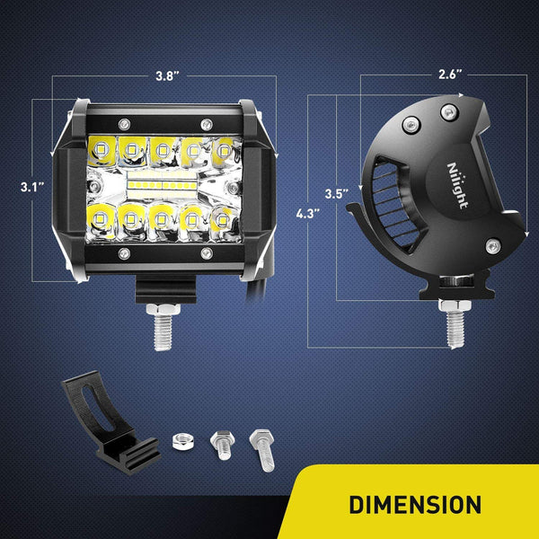 4" 60W Triple Row Spot/Flood LED Pods (Pair)