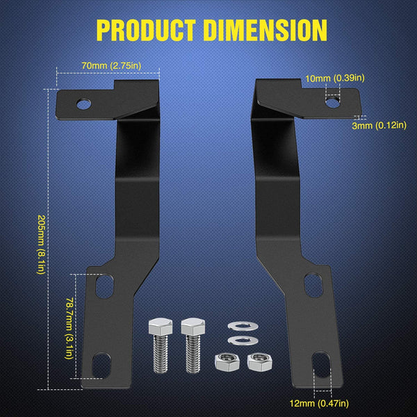 Ditch Light Hood Mount Bracket For 2005-2015 2nd Gen Toyota Tacoma (Pair)