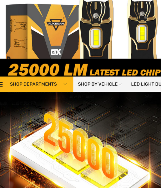 GX SERIES 25000LM 120W LED HEADLIGHT BULBS 6500K COOL WHITE 9006/HB4