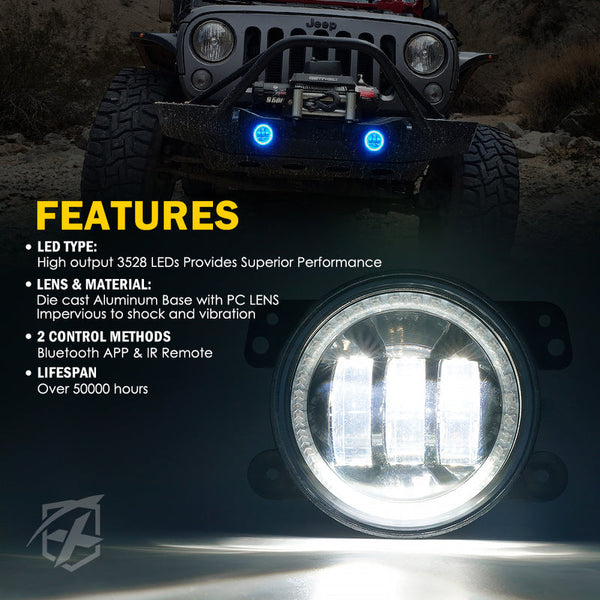 4 Inch RGB LED Halo Fog Lights | Escapade Series  FL-DRL-G2-RGB