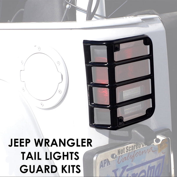 Black Taillight Guards For 2007 - 2018 Jeep Wrangler JK