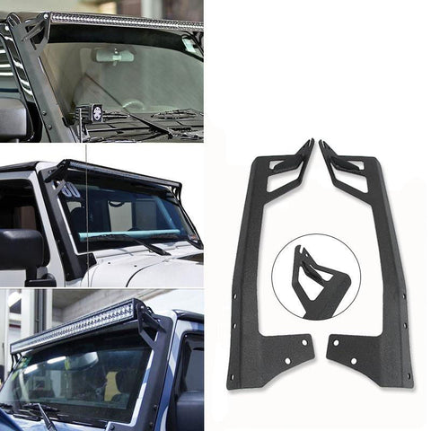 50" STRAIGHT LIGHT BAR WINDSHIELD MOUNTING BRACKETS FOR 2007-2017 JEEP WRANGLER JK