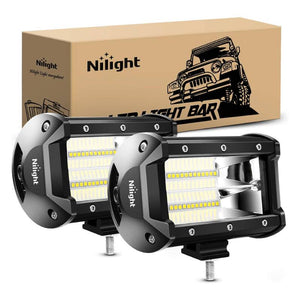 5" 72W 10800LM Double Row Flood Led Light Bars (Pair)