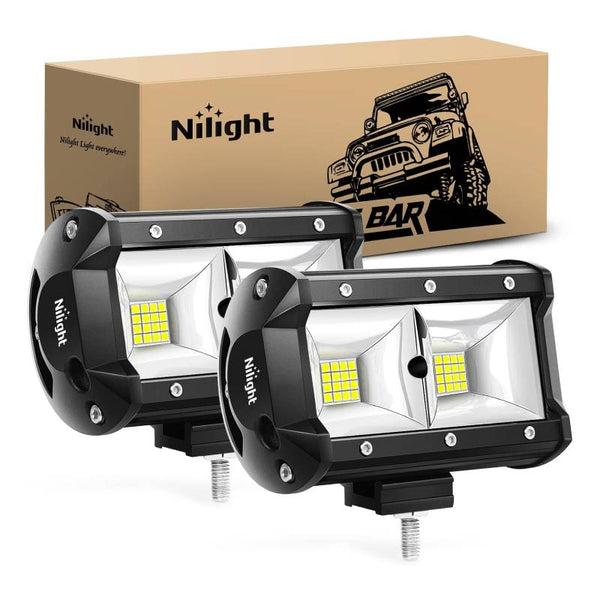 5" 96W 3600LM Quad Row Flood LED Light Bar (Pair)