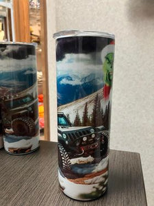Christmas design jeep cup with grinch