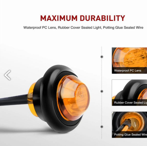 3/4” Amber Round LED Marker Lights  1pc