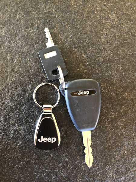 Automotive Gold Teardrop Jeep Logo Keychain