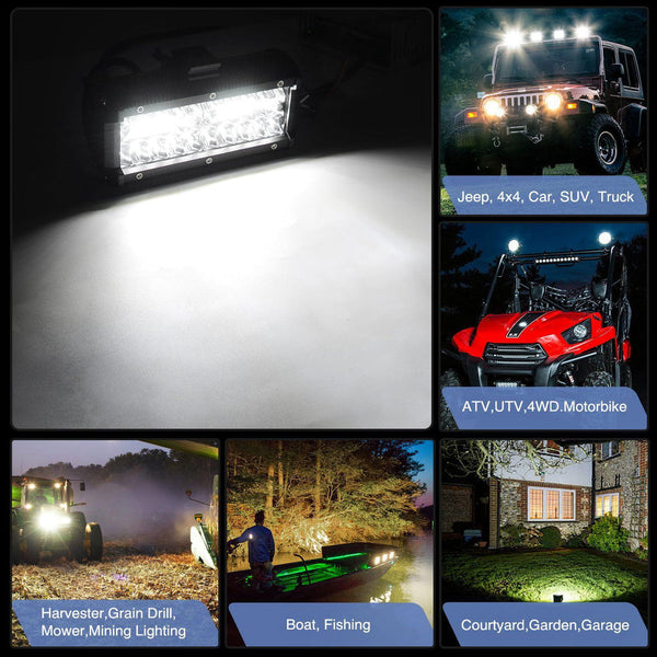 6.5" 120W Triple Row Spot/Flood LED Light Bars (Pair)