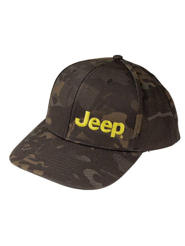 Hat - Jeep Text Lp - Black Camo/Green
