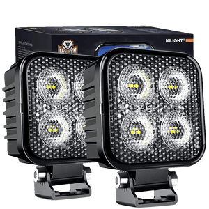 3" 12W 1500LM Square Flood Built-in EMC Led Work Lights (Pair)