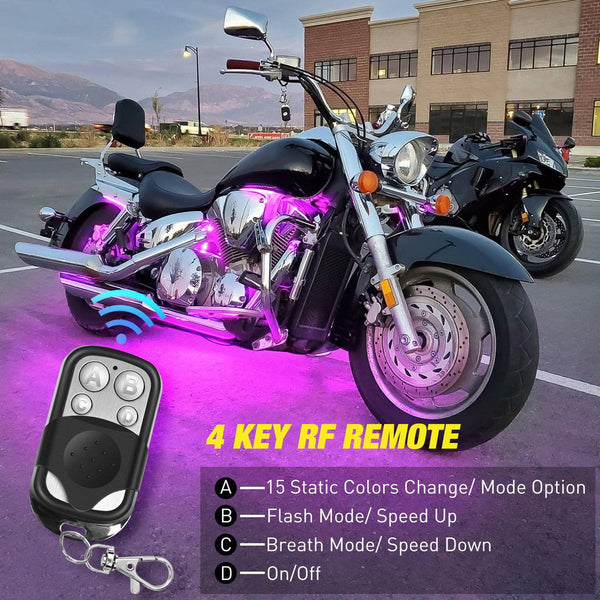 Motorcycle RGB Led Light Kit Wireless Remote (8 Pcs)