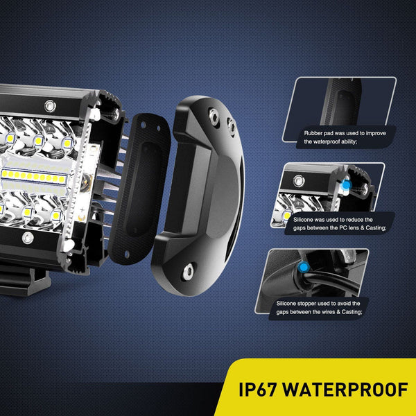 6.5" 120W Triple Row Spot/Flood LED Light Bars (Pair)