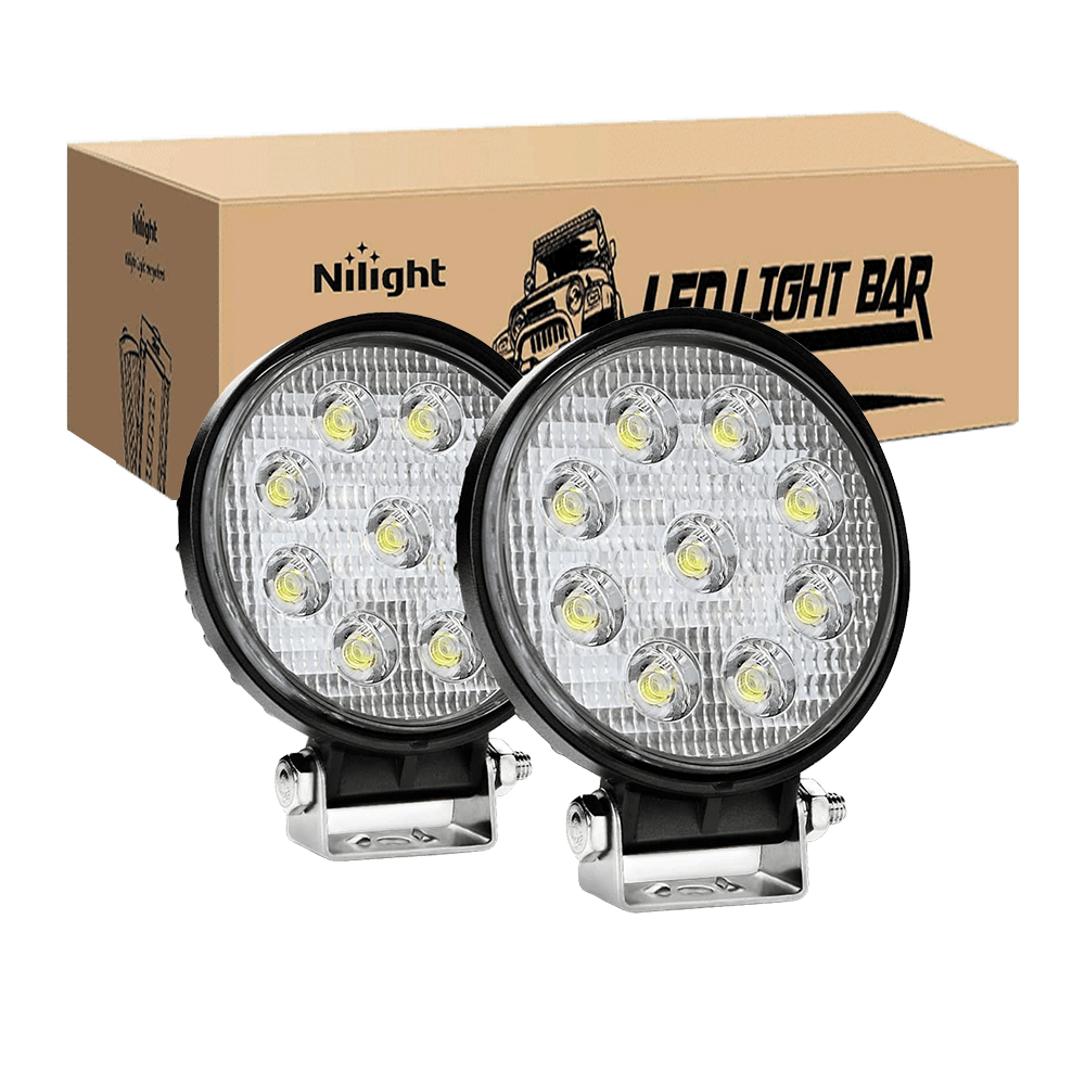 4.5" 27W Round Flood LED Work Lights (Pair)