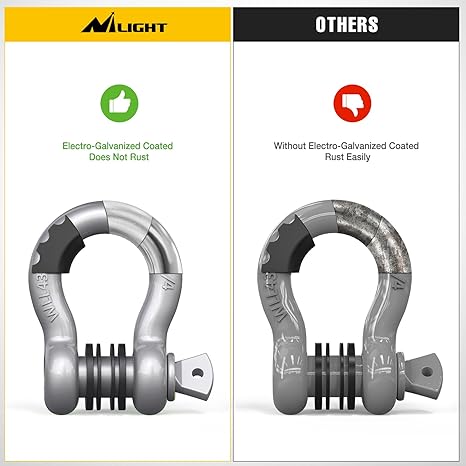 2 Pack 3/4" D-Ring Shackle with 7/8" Screw Pin 41,887lbs Break Strength, Heavy Duty Off Road Recovery Shackle with Isolators Washers for Use with Tow Strap, Winch, Off-Road Jeep Truck Vehicle