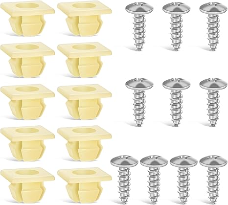 License Plate Screw Kit, Stainless Steel Screws with Nylon Nuts for Fastening Front and Back License Plates on Cars, SUVs, Trucks 3907444 15614745 4755299 (Set of 10)