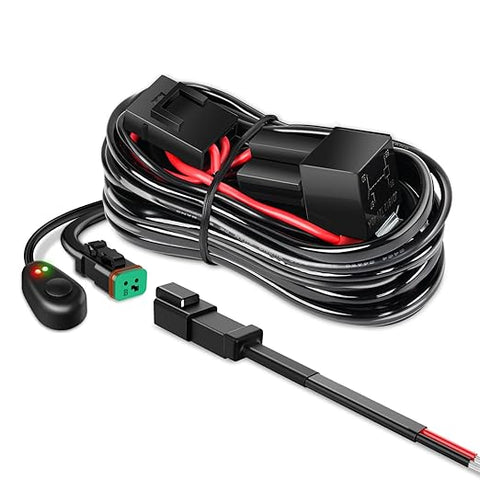 10017W 16AWG DT Connector Wiring Harness Kit LED Light Bar 12V On Off Switch Power Relay Blade Fuse for Off Road Lights LED Work Light-ONE Lead,2 Years Warranty