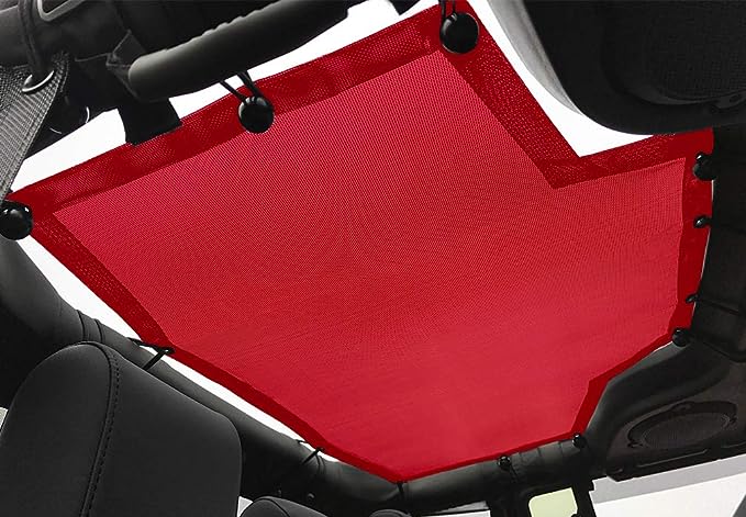 Shadeidea Sun Shade for Jeep Wrangler, JK 4 Door Top Sunshade, JKU (2007-2018) Rear - Cherry Red Mesh Screen Cover, UV Blocker with GrabBag Pouch - 10 Years Lasting