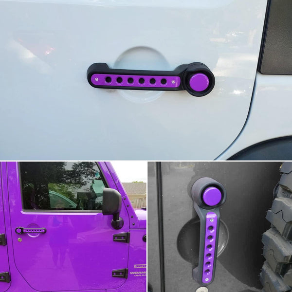 Side Door handle insert Grab Handle & Push Button Knobs Cover Trim For Jeep Wrangler JK JKU 2007-2018(Purple)