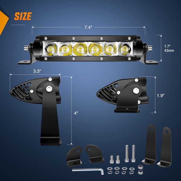 7" 30W 3600LM Slim Spot LED Light Bars (Pair)