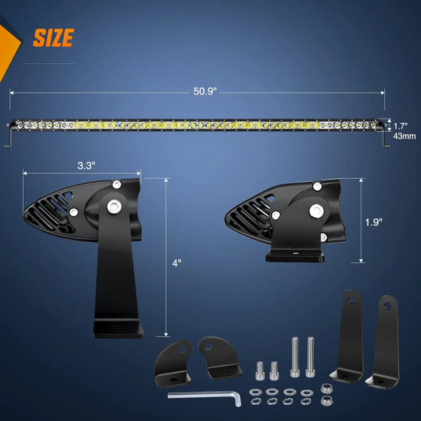 51" 250W 24000LM Slim Spot/Flood LED Light Bar