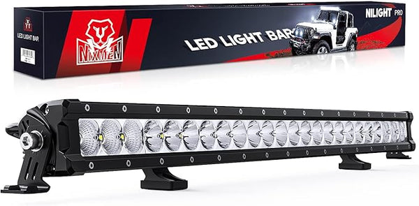 LED Light Bar 30 Inch 120W Flood Spot Combo Beam 14400LM Osram P8/5W Chips Offroad Single Row Slim Lights IP68 LED Driving Light for Pickup Truck SUV ATV UTV Boat Jeep