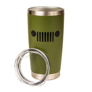 Travel Mug - Jeep® Text and Grill Powder Coated - Jeep Green