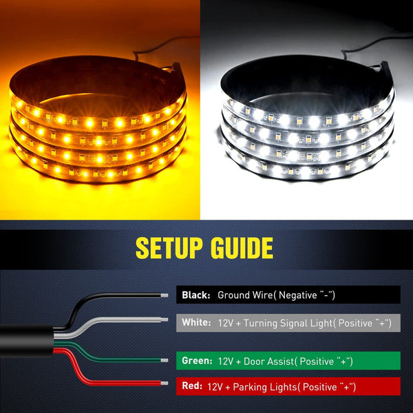 60" 144 Leds Running Board Amber/White Light Strip (Pair)