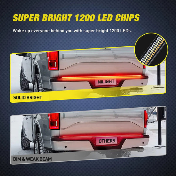 60" Aluminum Frame Triple Row 1200 Leds Red/White/Amber Light Strip