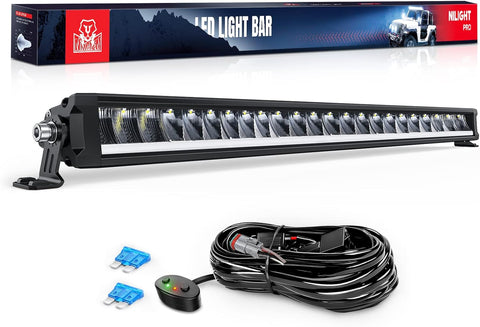 30 Inch LED Light Bar 120W 13000LM Anti-Glare Flood Spot Combo DRL Offroad LED Driving Light Bar IP68 w/ 16AWG DT Wiring Kit for Pickup Truck SUV ATV UTV Boat 4x4 Jeep