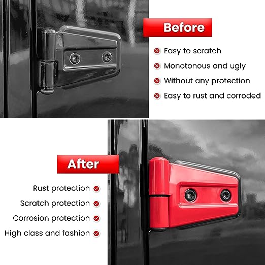 Door Hinge Cover Trim Exterior Accessories for Jeep Wrangler JK JKU Sport Rubicon Sahara X Unlimited 2-Door & 4-Door 2007-2018