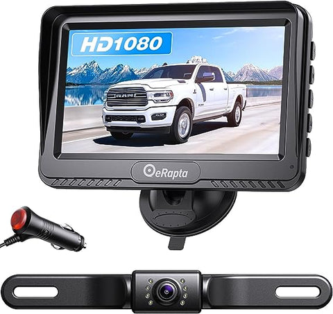 eRapta Backup Camera, 4.3”HD 1080P Rear View Monitor kit with IP69 Waterproof, Night Vision, DIY Grid Lines for Car Truck Minivan A43
