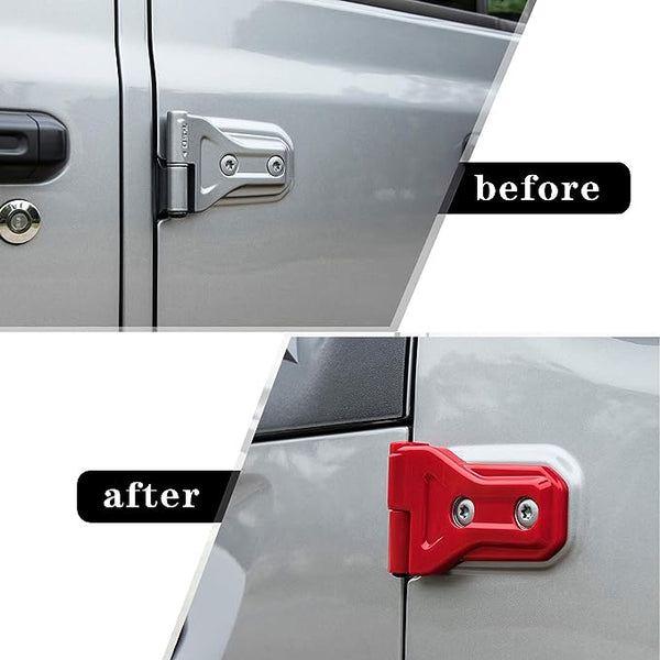 Red Door Hinge Cover Trim Exterior Accessories 8PCS for Jeep Wrangler JL JLU Sports Sahara Freedom Rubicon Unlimited Gladiator JT