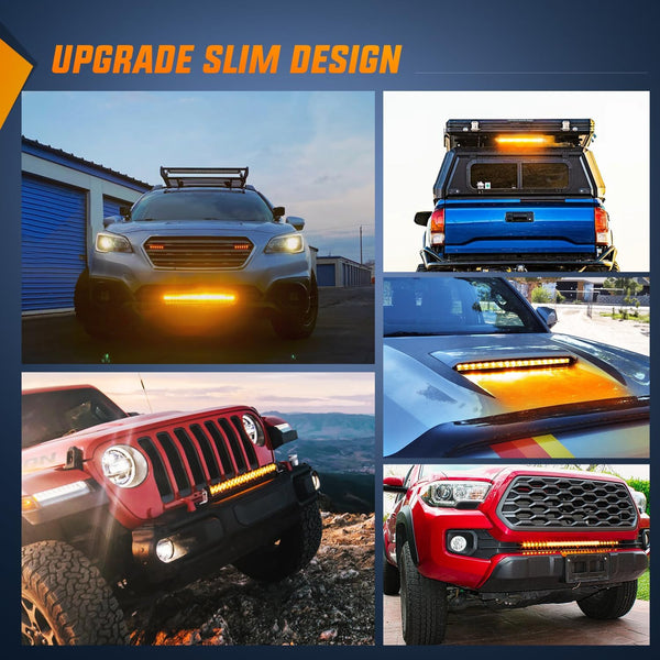 Led Light Bar Amber 21 Inch 100W Super Slim Spot Flood Combo Driving Fog 9000LM 3D Off Road Lights for Trucks Pickup SUV ATV UTV Boat 4x4 Van Camper-2 Style Mounting